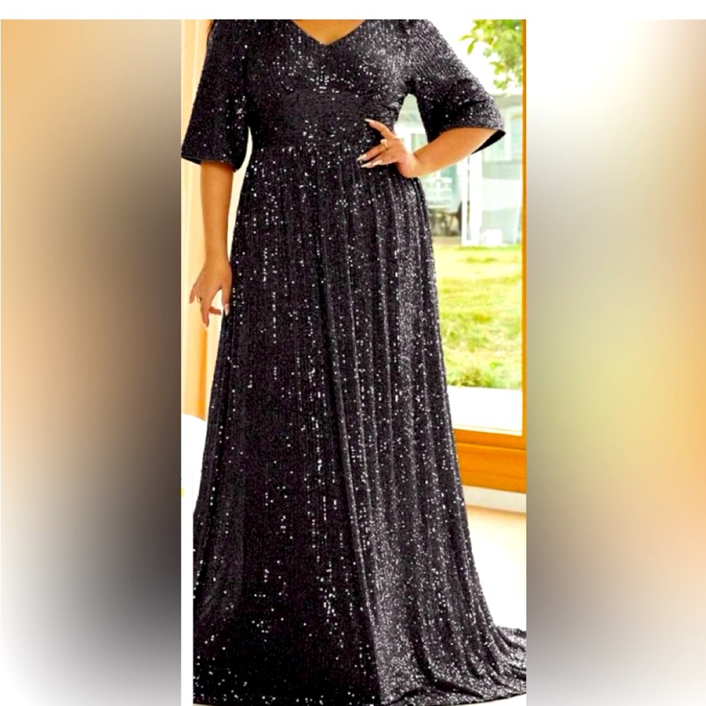SHEIN Sparkling Black Evening Gown